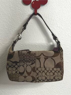 Vintage Y2K Coach Signature Canvas Mini Demi Patchwork Bag Purple Tan